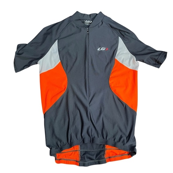 LG Louis Garneau Dark Gray Orange 1/2 Zip Men’s Cycling Jersey Sz M - Picture 1 of 7